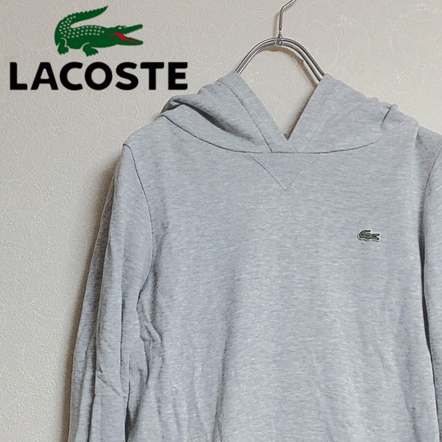 LACOSTE(ラコステ)の【希少】90Sヴィンテージ ラコステ 長袖ロングパーカー サイズ34 グレー レディースのトップス(パーカー)の商品写真