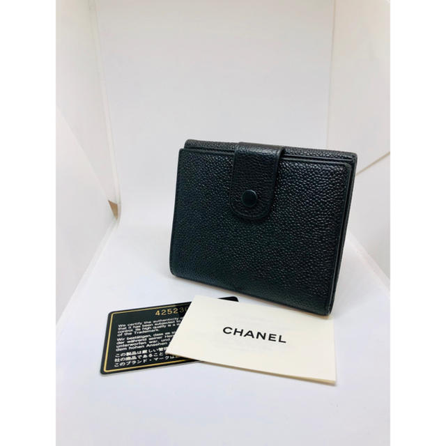 CHANEL/シャネル ココマーク キャビアスキン 折財布 美品 正規品