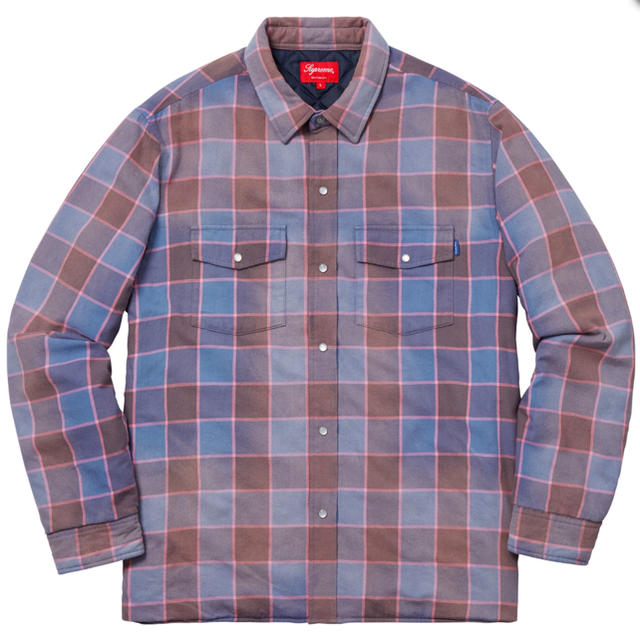 S 青 supreme quilted faded plaid shirt