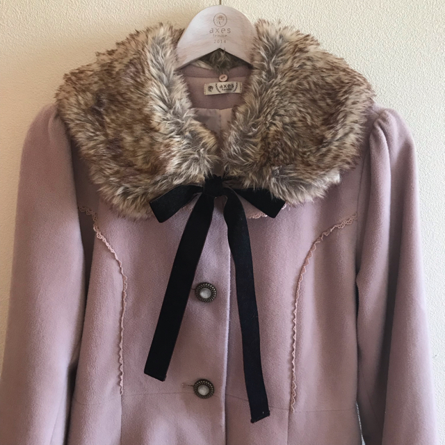 axes femme(アクシーズファム)のaxes💓くすみピンク プリンセスコート 2way ティペット付き 🉐価格 レディースのジャケット/アウター(ロングコート)の商品写真