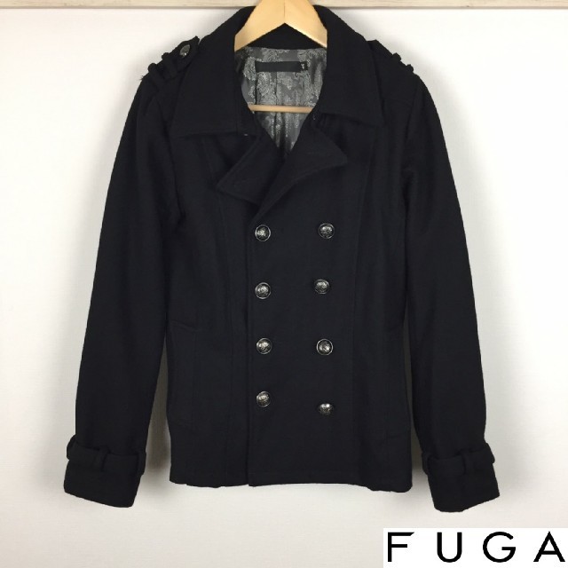 美品 FUGA フーガ メルトンピーコート ブラック サイズ46