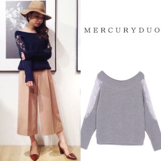 マーキュリーデュオ(MERCURYDUO)の発送前セール！【美品】MERCURYDUOブークレ×レース切替KT肩レースニット(ニット/セーター)