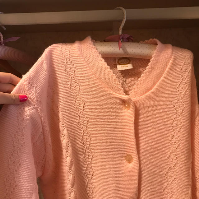 france vintage baby pink cardigan.カーディガン