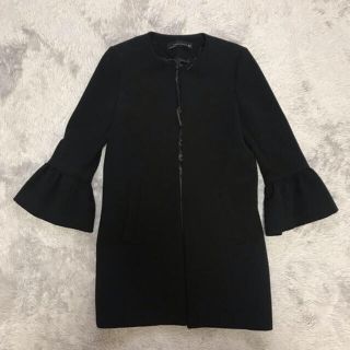 ザラ(ZARA)のZARA ノーカラー コート フリル(ロングコート)