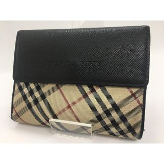 バーバリー(BURBERRY)の(●１)❤️美品　鑑定済❤️バーバリー　２つ折り財布　ベージュ　ブラック (財布)