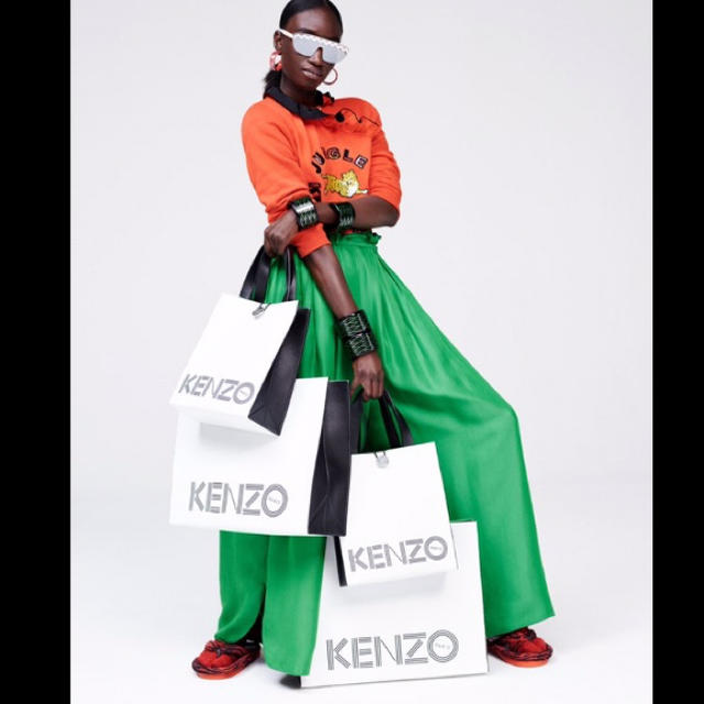 希少! H&M × KENZO コラボ レザーショッパー ラージ トートバッグ