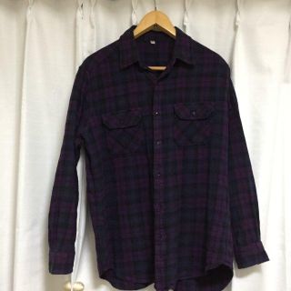 ユニクロ(UNIQLO)のシャツ used⑤　紫チェック　XL　UNIQLD発(シャツ)