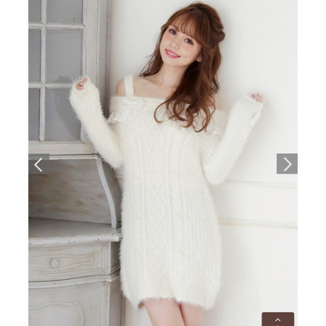 ほぼ未使用♡LIZ LISA ニットワンピース レースリボン ファー ほぼ未使用♡LIZ LISA ニットワンピース レースリボン ファー