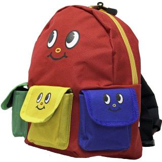 キッズ 子供用リュックサック デイパック ３つ子カラフル★レッド【新品】(リュックサック)