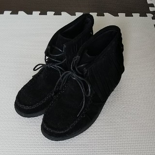 エスペランサ(ESPERANZA)のエスペランサ 黒 フリンジショートブーツ インソール Ｓサイズ22cm(ブーツ)