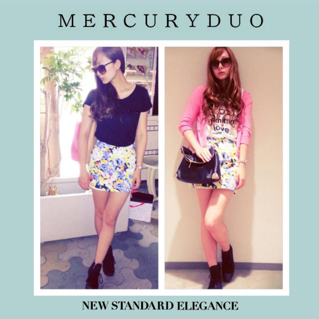 MERCURYDUO(マーキュリーデュオ)の花柄タイトミニスカート レディースのスカート(ミニスカート)の商品写真