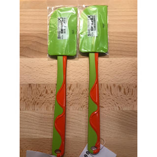 イケア(IKEA)の【2本セット】GUBBRORA グッブローラ ゴムベラ, グリーン/オレンジ(調理道具/製菓道具)