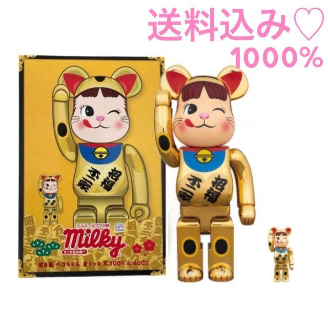 MEDICOM TOY(メディコムトイ)の送料込★BE@RBRICK 招き猫 ペコちゃん 金 弐 1000％ ベアブリック エンタメ/ホビーのおもちゃ/ぬいぐるみ(キャラクターグッズ)の商品写真