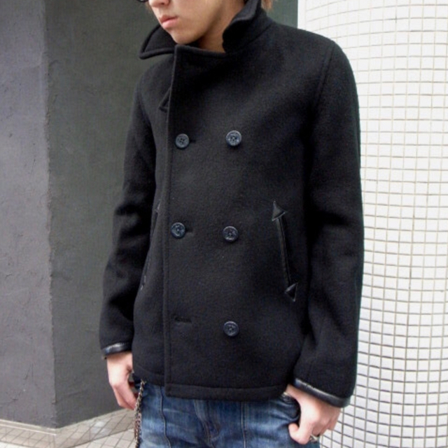 VICTIM(ヴィクティム)のVictim x Schott Wool Pea Coat ブラック メンズのジャケット/アウター(ピーコート)の商品写真