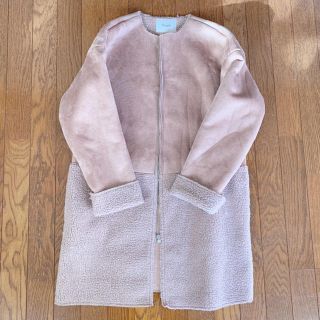 お正月値下げ titivate フェイクスエード ボアノーカラーコート