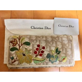 クリスチャンディオール(Christian Dior)のDior 長財布　トロッター　花柄刺繍(財布)