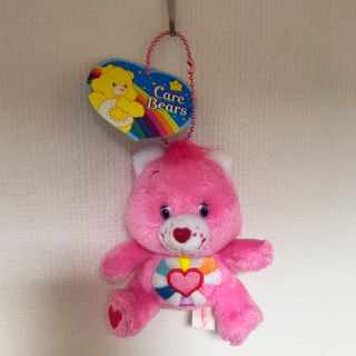 ケアベア(CareBears)のケアベアピンク ぬいぐるみキーホルダー(キャラクターグッズ)