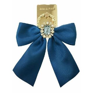 メゾンドフルール(Maison de FLEUR)のMaison de FLEUR☆【受注限定】Blueビジューリボンスマホリング(その他)