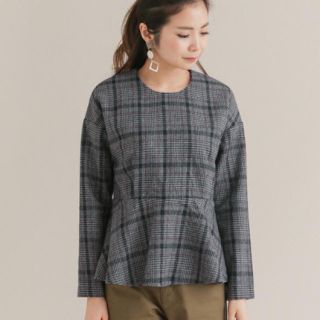 サニーレーベル(Sonny Label)のSonny Label裾フレアチェックブラウス 2017-18A/W(カットソー(長袖/七分))