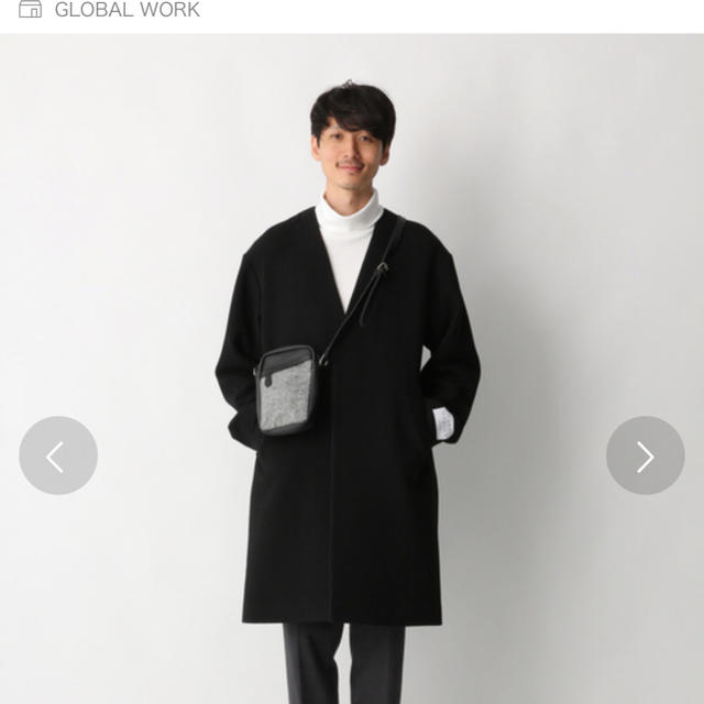 GLOBAL WORK(グローバルワーク)のGLOBAL WORK ケープメリノノーカラーコート メンズのジャケット/アウター(チェスターコート)の商品写真