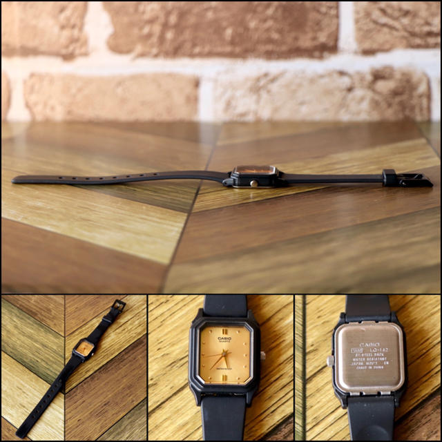 CASIO(カシオ)のCASIO ｜カシオ 腕時計 クォーツ式 ゴールド文字盤 ブラック レディース メンズの時計(腕時計(アナログ))の商品写真