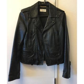 サンローラン(Saint Laurent)の超美品☆サンローラン☆定番ライダース☆オールブラック☆34直営店購入(ライダースジャケット)