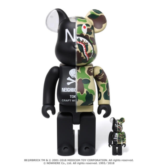 A BATHING APE(アベイシングエイプ)のbape ベアブリック neighborhood ネイバーフッド ハンドメイドのおもちゃ(フィギュア)の商品写真