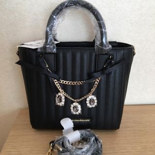 ジルバイジルスチュアート(JILL by JILLSTUART)の🎀新作ジュエルリボンミニトートバッグ ブラック(トートバッグ)