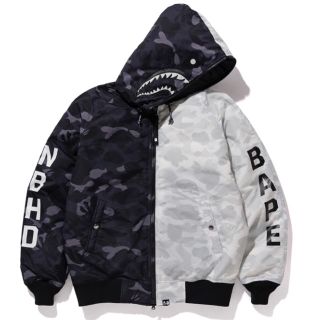 アベイシングエイプ(A BATHING APE)のbape NBHD SHARK down jacket  Lサイズ(ダウンジャケット)