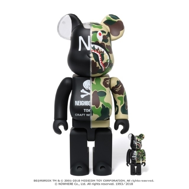 A BATHING APE(アベイシングエイプ)の100%400% BAPE® NBHD ABC SHARK BE@RBRICK エンタメ/ホビーのおもちゃ/ぬいぐるみ(キャラクターグッズ)の商品写真