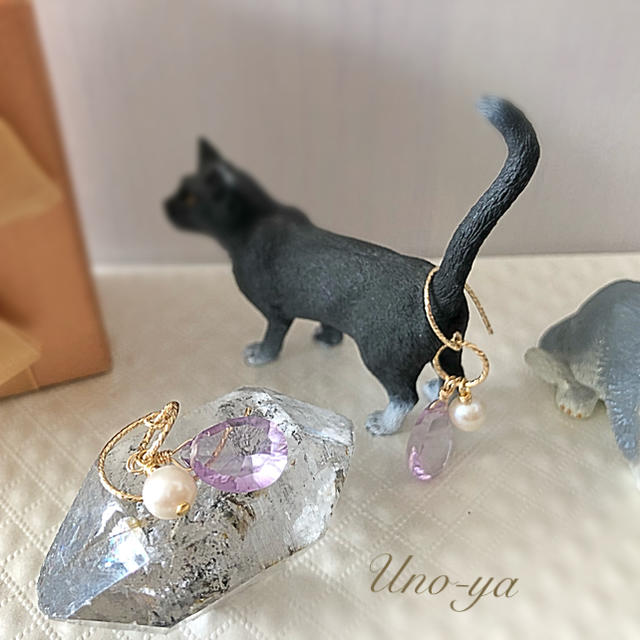 14kgf /宝石屋さんのアメジストピアス ハンドメイドのアクセサリー(ピアス)の商品写真