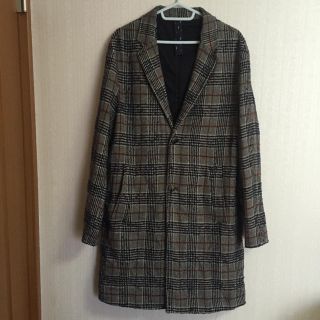 ザラ(ZARA)のZARA MAN チェック チェスターコート S メンズ 美品(チェスターコート)