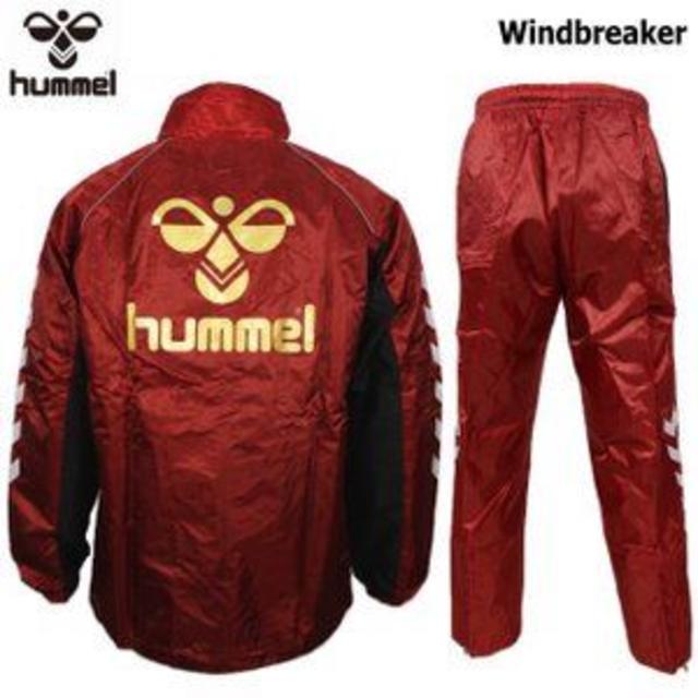 hummel(ヒュンメル)のヒュンメル　ウィンドブレーカー　セットアップ上下　レッドチリ サイズXO　新品未 スポーツ/アウトドアのサッカー/フットサル(ウェア)の商品写真