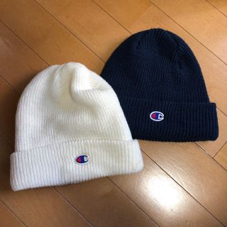 チャンピオン(Champion)のchampion ニット帽 2枚セット ネイビー ホワイト(ニット帽/ビーニー)