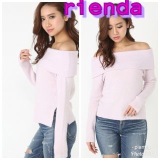 リエンダ(rienda)のRienda リエンダ　サイドスリットオフショルニットトップ　オフショルニット　(ニット/セーター)