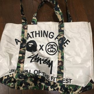 アベイシングエイプ(A BATHING APE)のStussy×a bathing ape コラボ トートバック(トートバッグ)