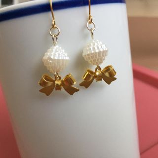 つぶつぶパール リボン ピアス(ピアス)