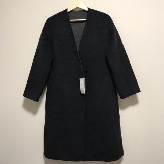 ユニクロ(UNIQLO)の★新品★ユニクロ★ダブルフェイスノーカラーコート★S★(ロングコート)