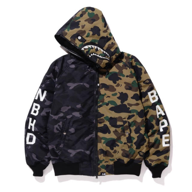 BAPE NBHD CAMO SHARK N2-B DOWN JACKET