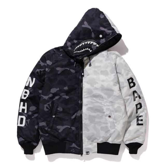 A BATHING APE(アベイシングエイプ)のBAPE NBHD CAMO SHARK N2-B DOWN JACKET メンズのジャケット/アウター(ダウンジャケット)の商品写真