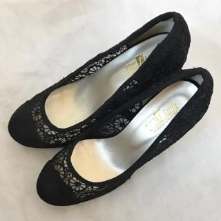 ハイヒール 10㎝ レース 黒 ブラック ViVi fleurs シースルー(ハイヒール/パンプス)