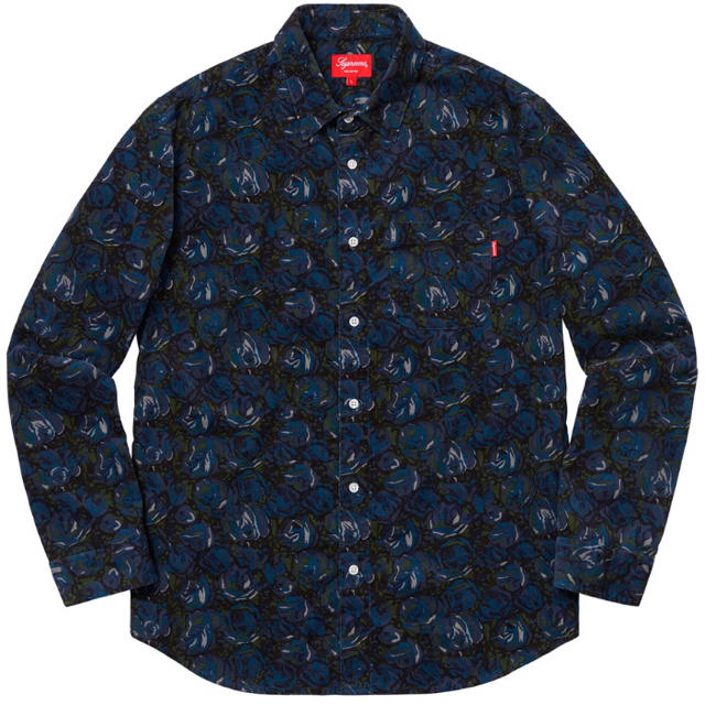 Supreme Roses Corduroy Shirt サイズXL blue シャツ