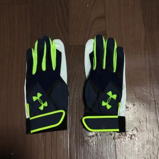 アンダーアーマー(UNDER ARMOUR)のアンダーアーマー バッティング グローブ 手袋 ネイビー イエロー 両手 ペア(その他)