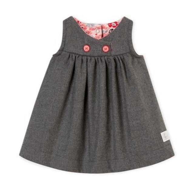 PETIT BATEAU(プチバトー)のプチバトー 18AW フランネルノスリーブワンピース 18m キッズ/ベビー/マタニティのベビー服(~85cm)(ワンピース)の商品写真