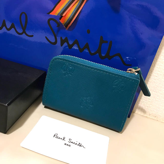 Paul Smith(ポールスミス)の新品本革 ポールスミス ターコイズブルー 型押しキーケース&コインケース メンズのファッション小物(キーケース)の商品写真