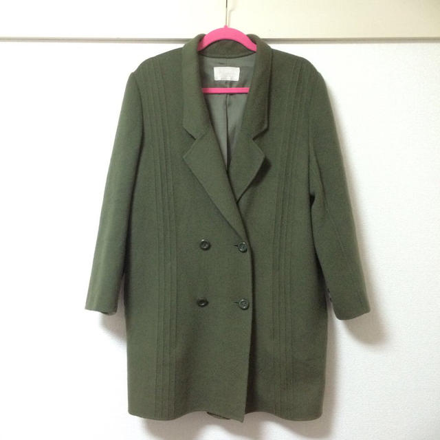 深緑のコート レディースのジャケット/アウター(ピーコート)の商品写真