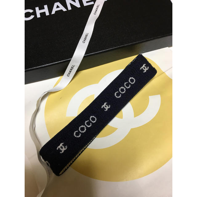 ☆CHANEL シャネル ヘアバンド パイル地 ココマーク ネイビー　未使用