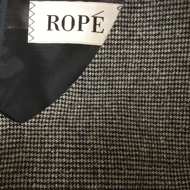 ROPE’(ロペ)のまゆ様専用☆ROPE 千鳥柄の八分袖ワンピース レディースのワンピース(ひざ丈ワンピース)の商品写真