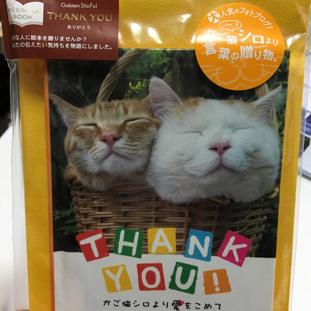 学研(ガッケン)のかご猫 シロちゃん メッセージブック THANK YOU ハンドメイドの文具/ステーショナリー(カード/レター/ラッピング)の商品写真