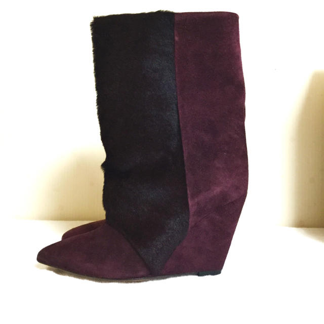 Isabel Marant(イザベルマラン)のイザベルマラン  ハラコ切り替えウェッジブーツ レディースの靴/シューズ(ブーツ)の商品写真